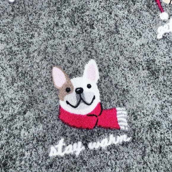 Joyspun Gray Knit Nightgown Size 2X to 3X Frenchie Dachshund Christmas pajamas - Picture 5 of 8